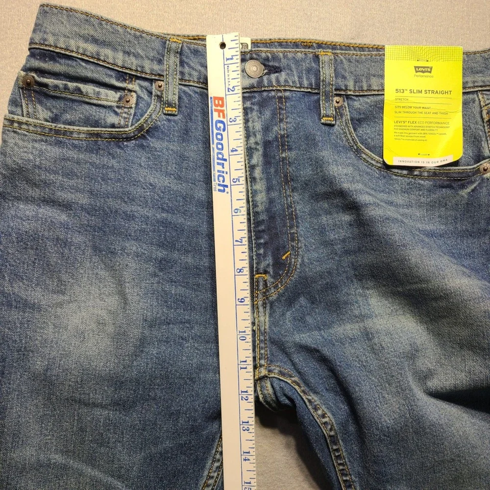 NEW Levi's 513 Slim Straight Jeans Mens 34x30 Blue Flex Stretch Denim 08513-0715
